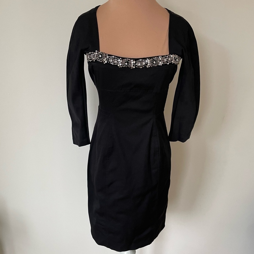 Alessandro Dell'Acqua Embellished Square Neck 3/4 Sleeve Cocktail Dress IT42/US6